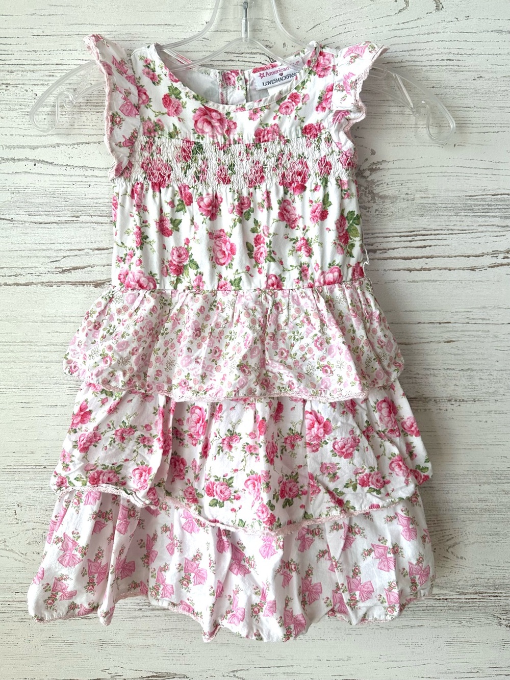 AMERICAN GIRL X LOVE SHACK FANCY Girls tiered Floral Dress size 3